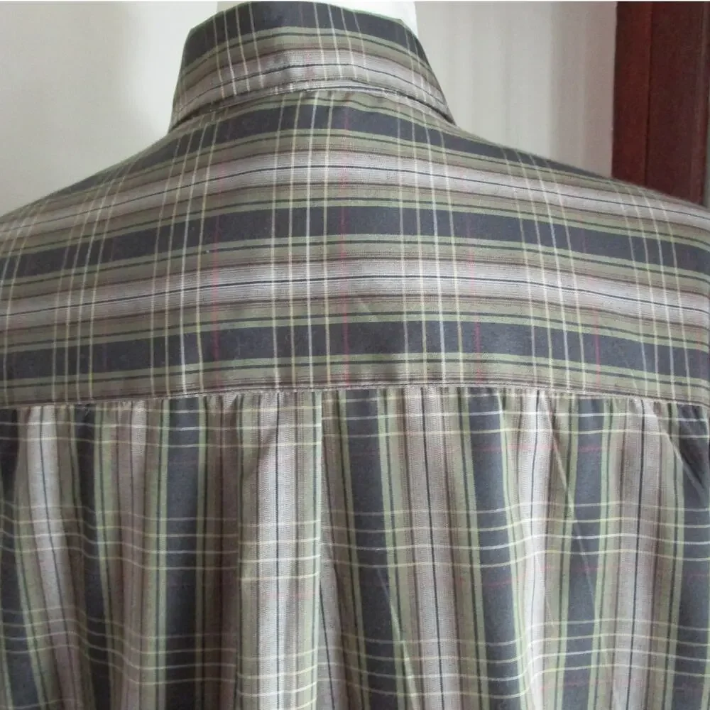 Vintage Y2K Puritan Oversized Plaid Shirt M Dark Academia Quiet Luxury Utility - Picture 7 of 17